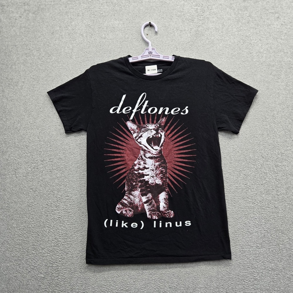 Deftones Women Shirt M Black Graphic Like Linus Cat Band Tee Logo